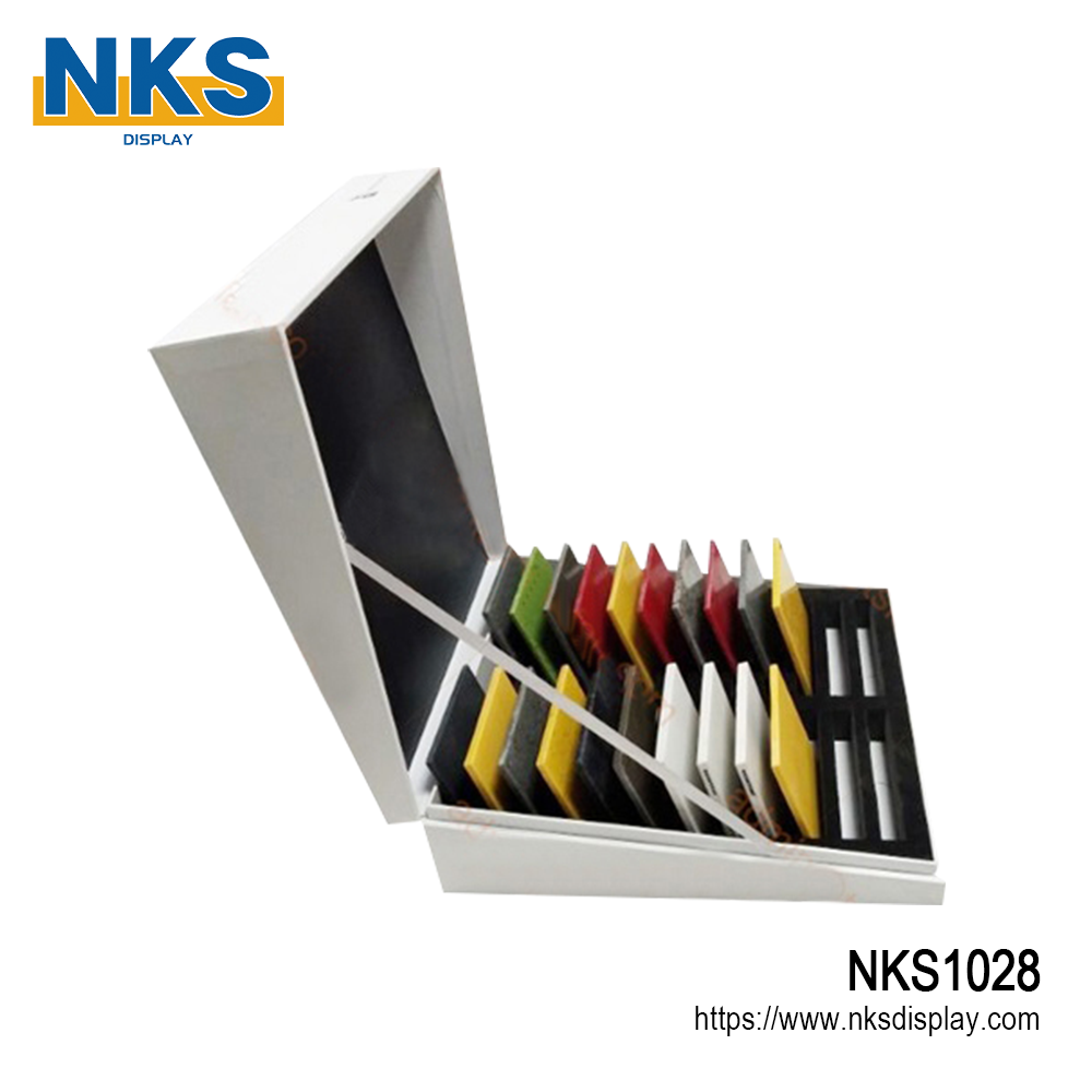 Tilted Display Flip Lid Quartz Stone Sample Box-NKS1028-1