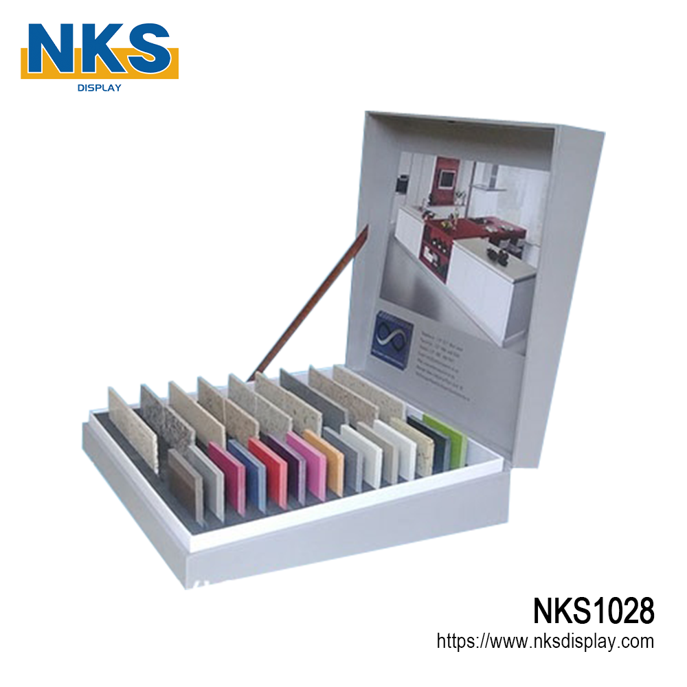 Tilted Display Flip Lid Quartz Stone Sample Box-NKS1028