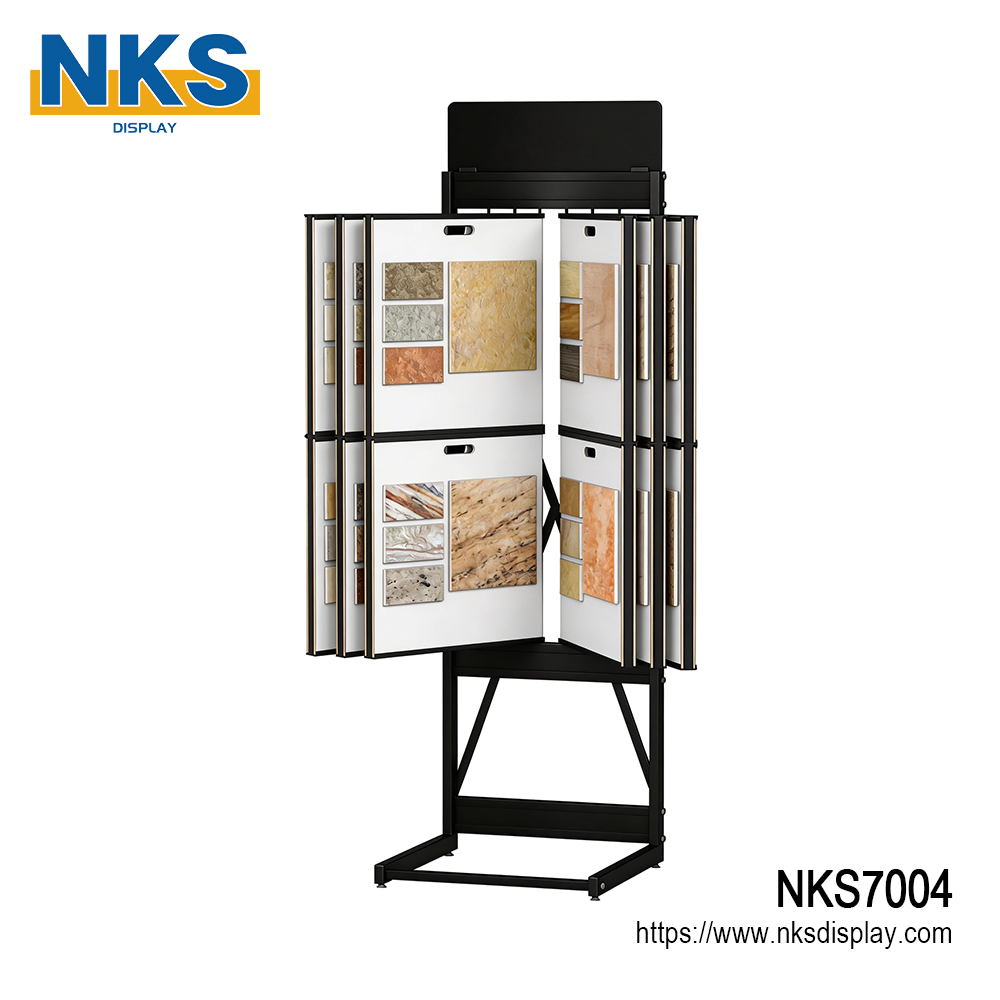 Floor-Standing Wood Flooring Tile Flip Page Display Rack-NKS7004