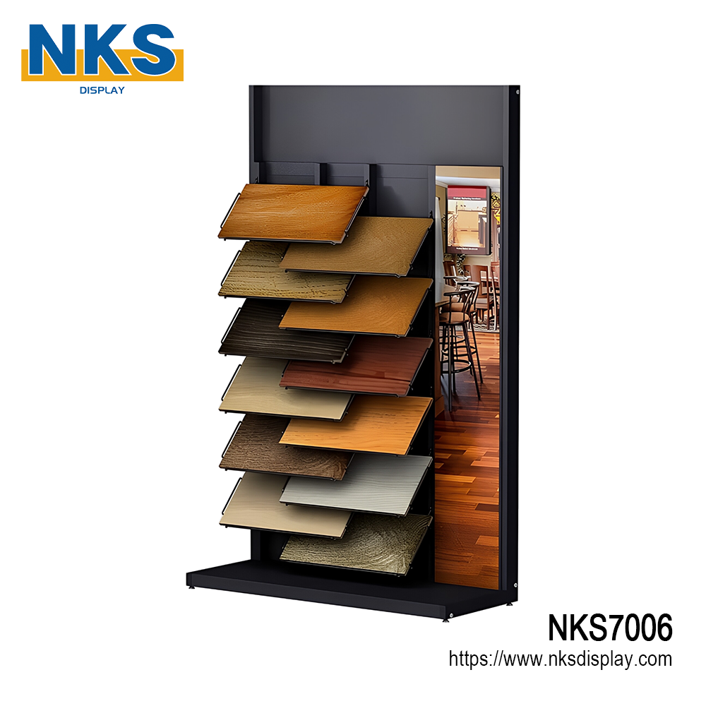 Staggered Level Wood Flooring Swatch Display Rack-NKS7006-1