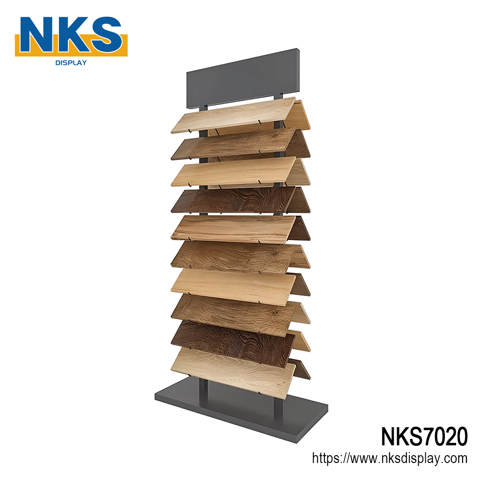 Double-Sided Wood Flooring Sample Display Tower-NKS7020
