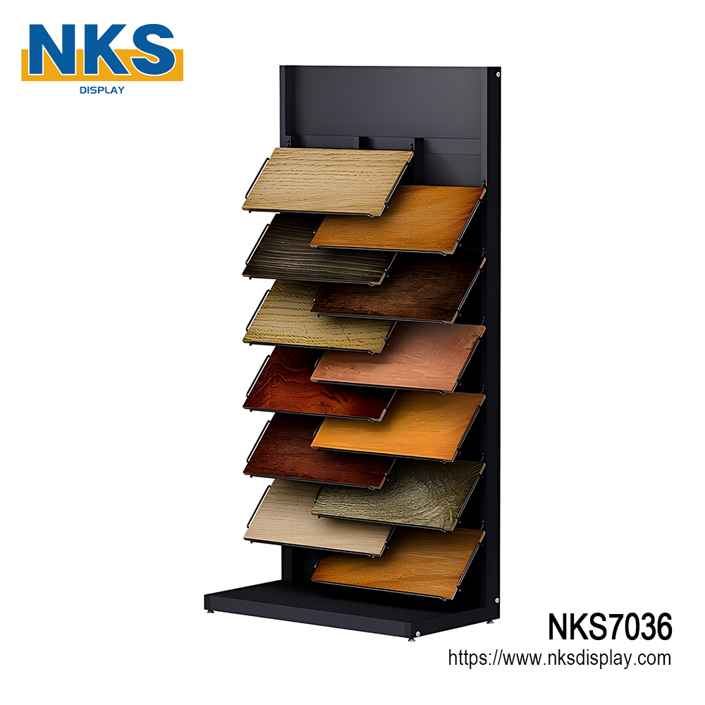 Staggered Chic Stone Wood Flooring Swatch Display Tower-NKS7036